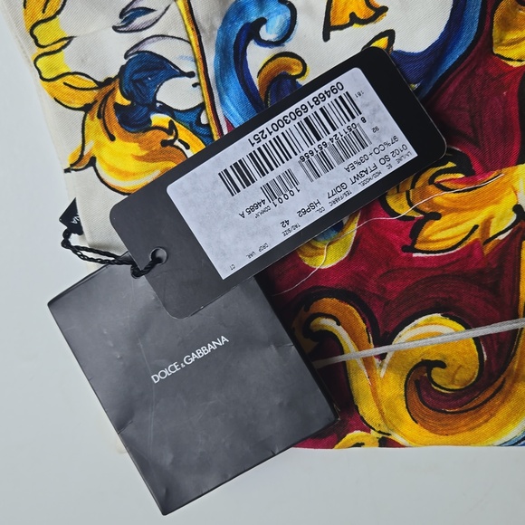 Dolce & Gabanna Women Poplin Shorts Cream Orange Blue Print-Size 42M - Picture 3 of 12